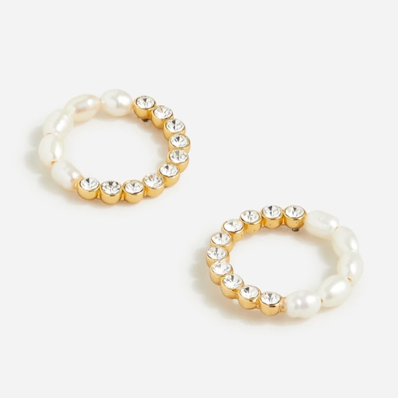 New JCREW Circle Pearl Stud Earrings - Picture 1 of 3